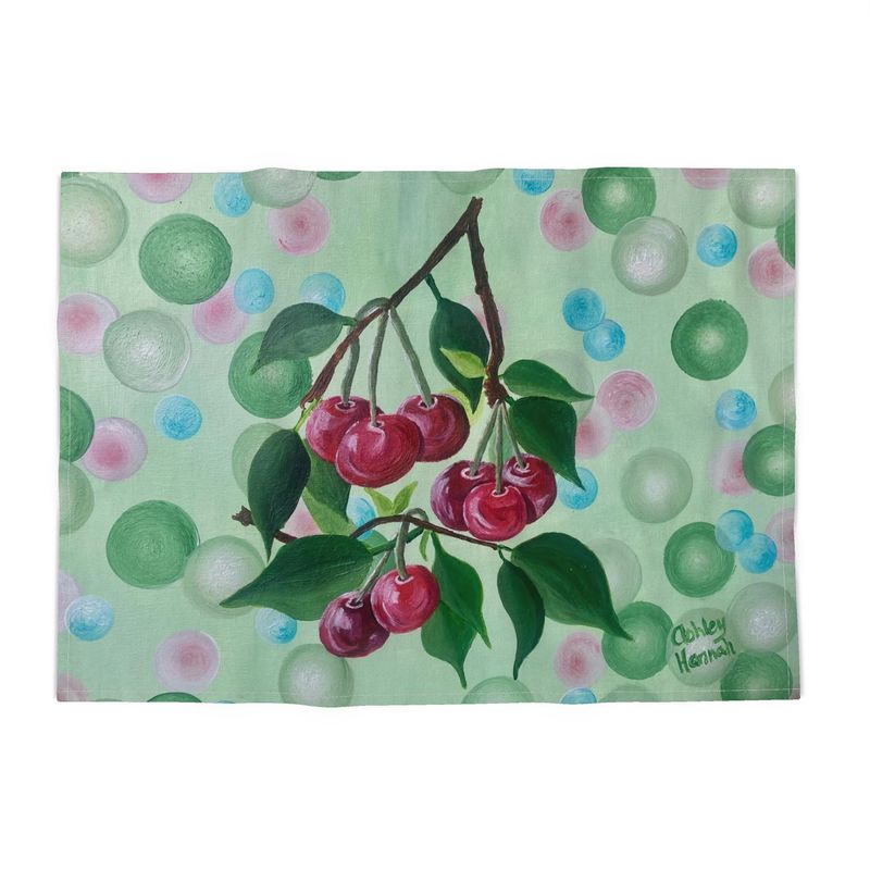 Red Cherry Jewels Cotton Tea Towel