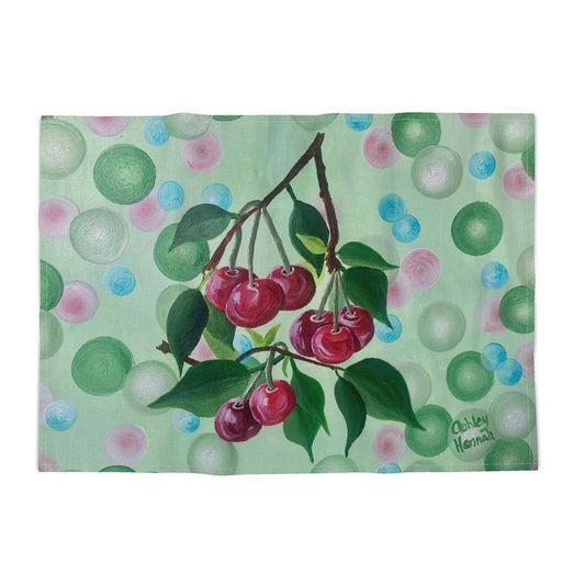Red Cherry Jewels Cotton Tea Towel