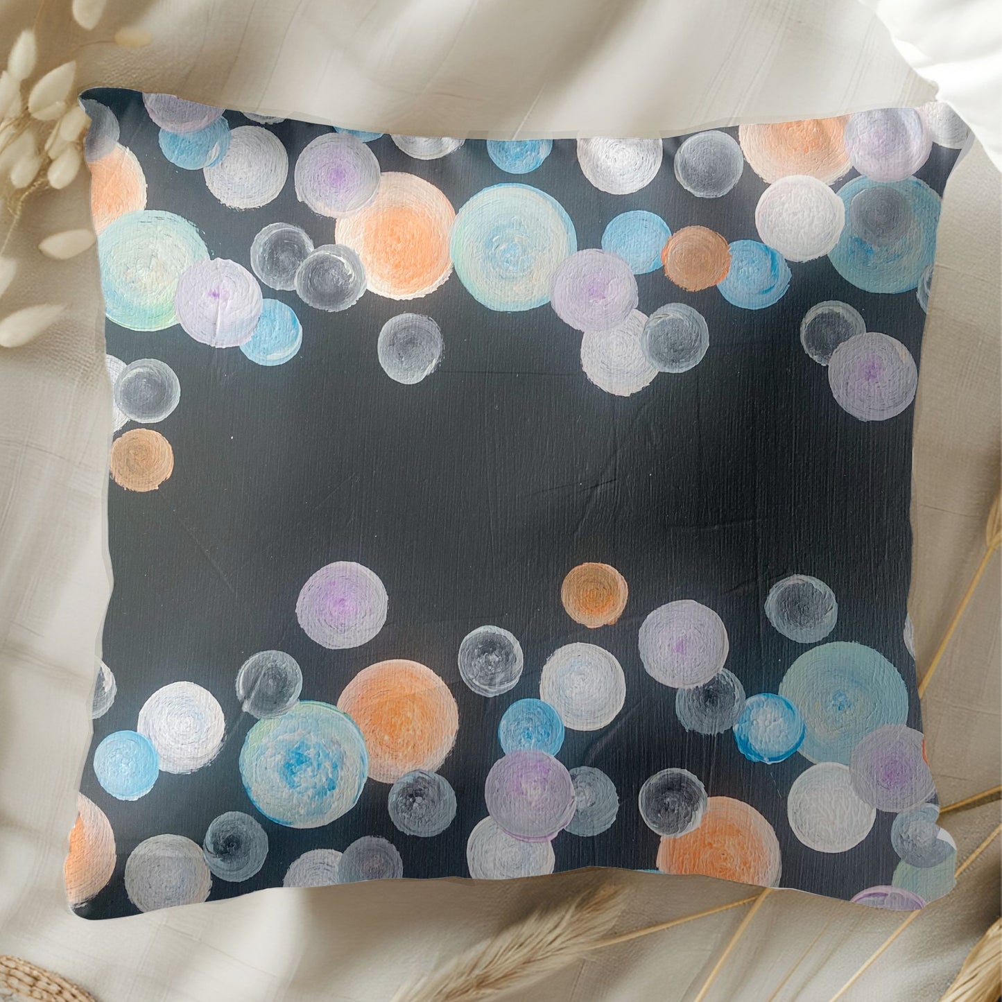 Lux Marbles on Black Artist Print Pillow