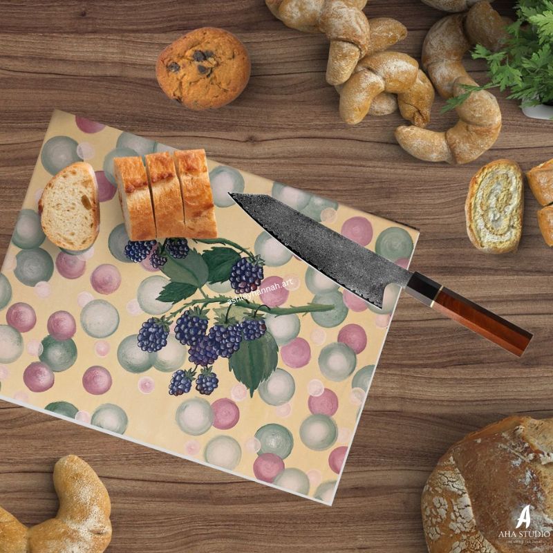 Blackberry Bramble Glass Cutting Board