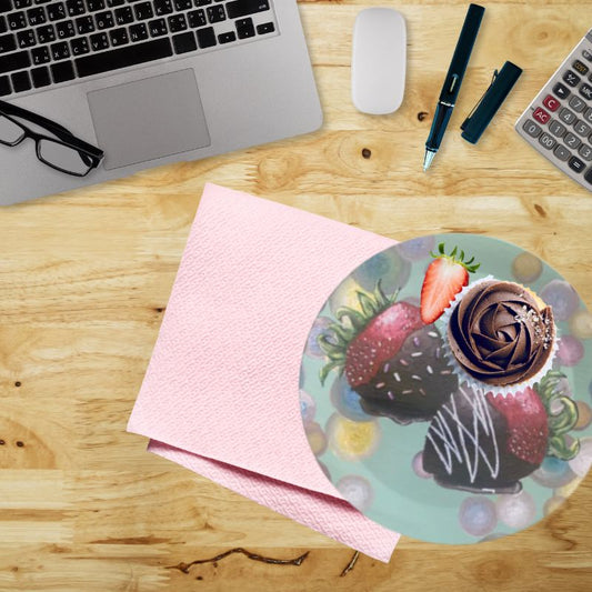 Chocolate-Dipped Strawberry Melamine Party Plates 8"