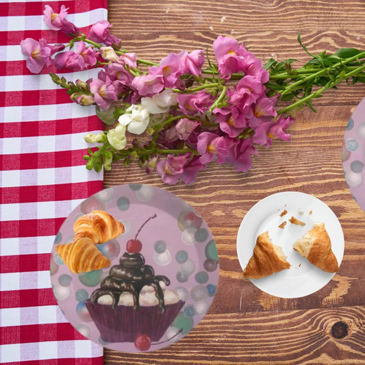 Cherry Sundae Melamine Dessert Plate